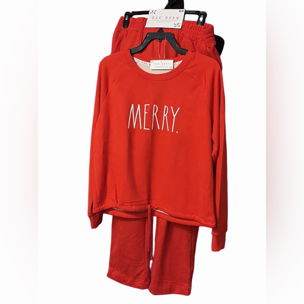 Rae Dunn “Merry” Red 2-Piece Lounge Set | NWT | Holiday Pajama Outfit